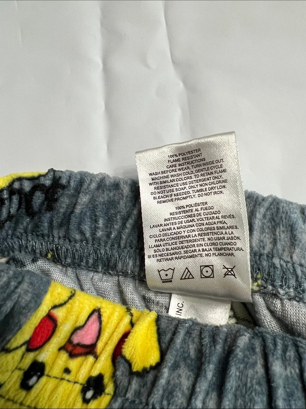 American Apparel Grey Pikachu Fleece Pajama Bottoms with Yellow & Red Print